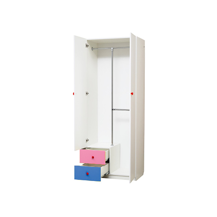 Шкаф 2-х дверный с зеркалом «Радуга», 800×490×2100 мм, цвет белый / розовый / синий - фото 2 - id-p224335198