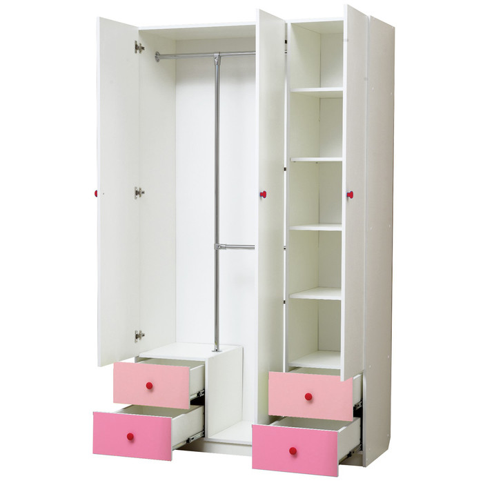 Шкаф 3-х дверный «Радуга», 1200×490×2100 мм, цвет белый / розовый / светло-розовый - фото 2 - id-p224335200