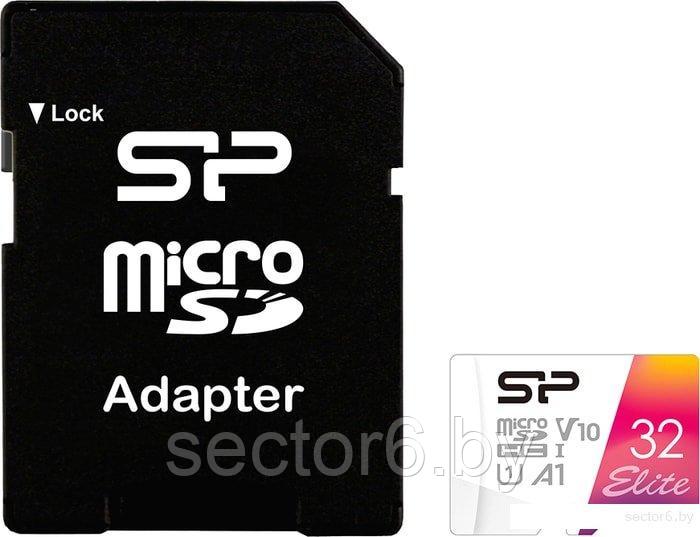 Карта памяти Silicon-Power Elite microSDHC SP032GBSTHBV1V20SP 32GB (с адаптером) - фото 1 - id-p224335578