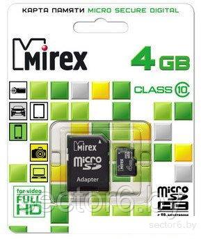 Карта памяти Mirex microSDHC (Class 10) 4GB (13613-AD10SD04) - фото 2 - id-p224333109