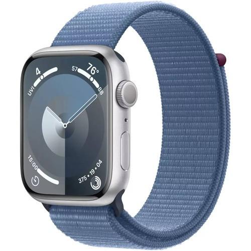 Apple Apple Watch Series 9 GPS 45mm Silver Aluminum Case with Storm Blue Sport Loop (MR9F3) - фото 1 - id-p224365361