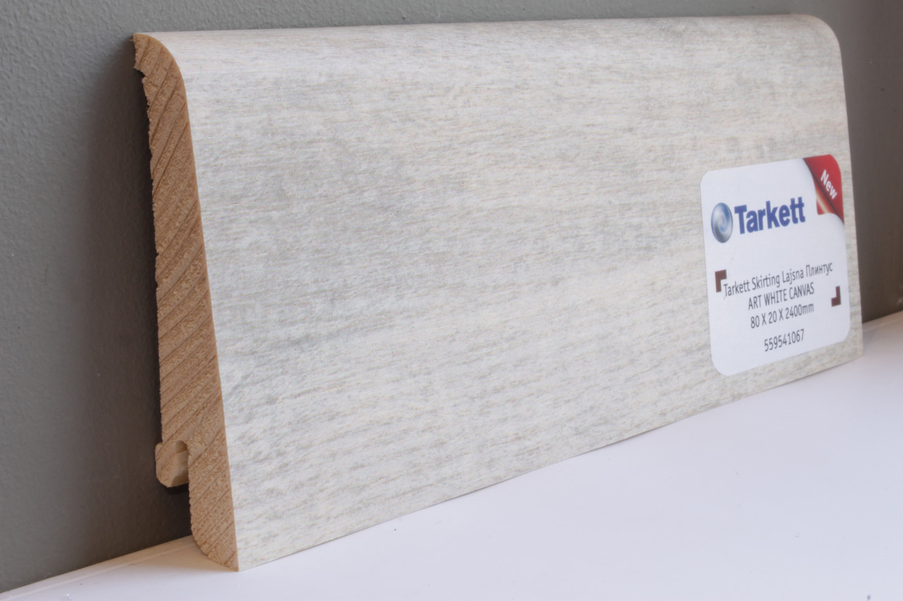 Плинтус деревянный шпонированный Tarkett 80x20x2400 ART WHITE CANVAS / БЕЛЫЙ КАНВАС