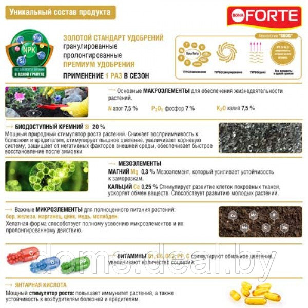 Удобрение Bona Forte гранулированное пролонгированное Для петуний и бегоний с биодоступным кремнием, 1л Bona - фото 2 - id-p224365532