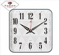 Часы настенные интерьерные бесшумные стильные квадратные для спальни зала на стену большие цифры РУБИН 1918