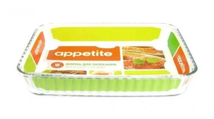 Стеклянная форма для запекания в духовке APPETITE PL25 прямоугольная 2,6л из жаропрочного стекла - фото 1 - id-p224221709