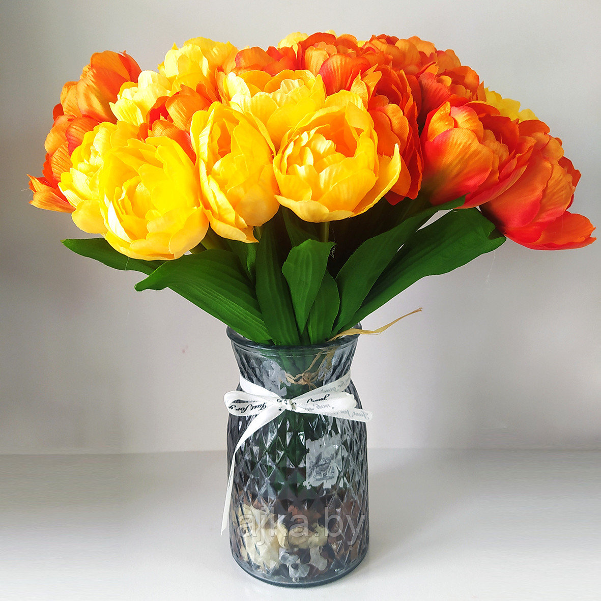Букет искусственный Тюльпаны махровые 24 шт., оранжевый - фото 1 - id-p224371176