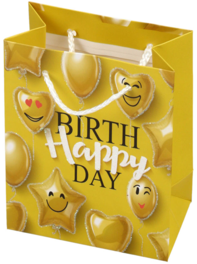 Пакет подарочный «Золотая сказка» 11,4*6,4*14,6 см, глиттер, Happy Birthday - фото 3 - id-p224374750