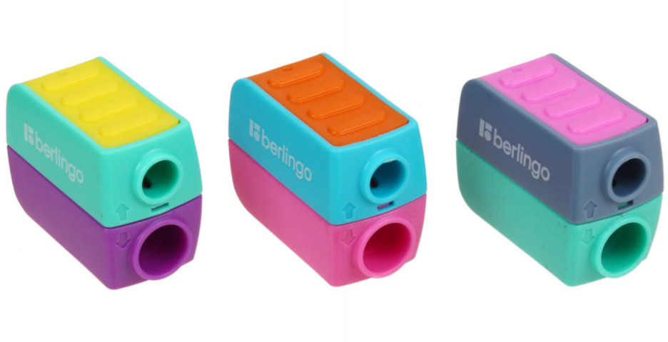 Точилка пластиковая Berlingo ColorShift 2 отверстия, с контейнером, ассорти - фото 2 - id-p224374782