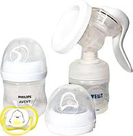 Ручной молокоотсос Philips Avent Natural Motion с бутылочкой для кормления SCD210/03