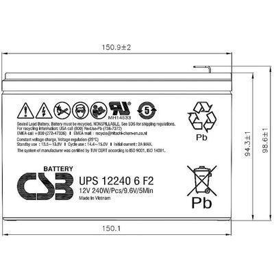 Аккумуляторная батарея для ИБП CSB UPS122406 12В - фото 2 - id-p224143704
