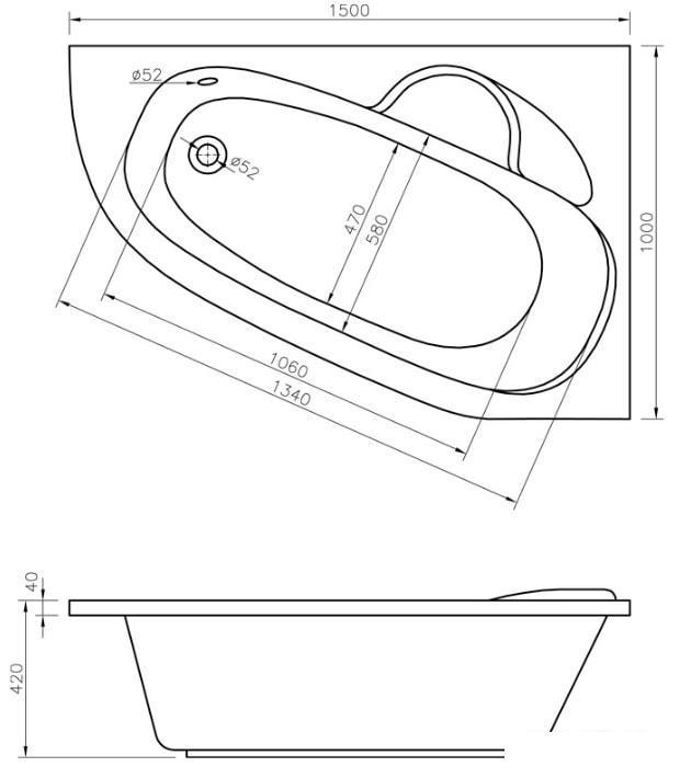 Акриловая ванна Lavinia Boho Bell Pro 370215PR / 150*100 см (правая; с мягким силиконовым подголовником арт. - фото 2 - id-p224310580