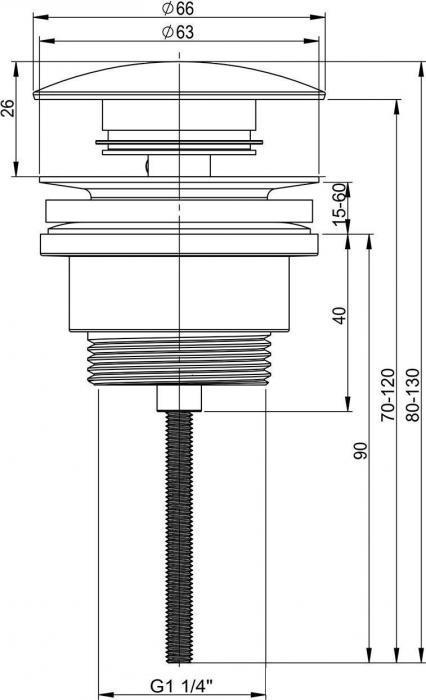 Донный клапан для раковины Wellsee Drainage System 182140000 (универсальный, подходит как для раковин с - фото 7 - id-p224310647