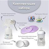 Ручной молокоотсос Philips Avent Natural Comfort с бутылочкой для кормления SCD255/05, фото 9