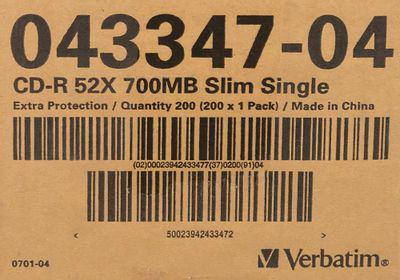 Оптический диск CD-R VERBATIM 700Мб 52x, 200шт., slim case [43347] - фото 4 - id-p223387453