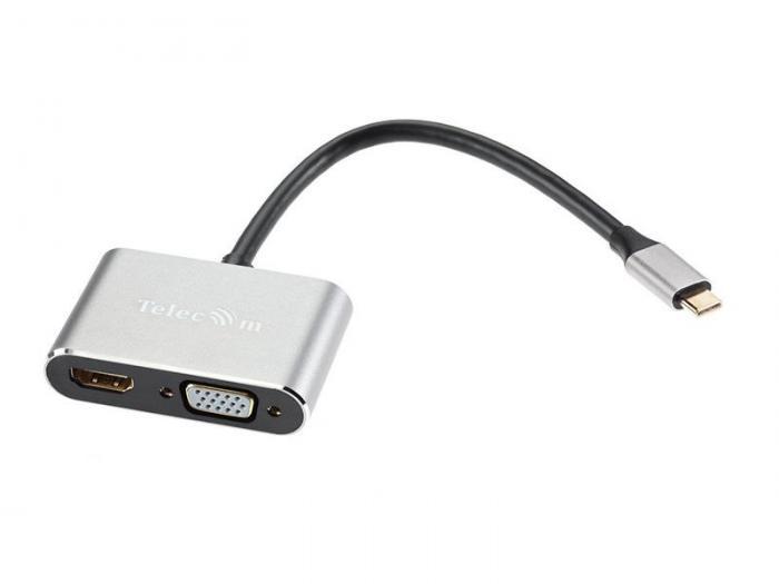 Telecom USB-Type-C - HDMI / USB3.0 / PD / VGA Alum Grey TUC055 - фото 1 - id-p223865361