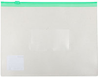 Папка-конверт пластиковая на молнии OfficeSpace А5 250*190 мм/243*175 мм, толщина пластика 0,15 мм, прозрачная