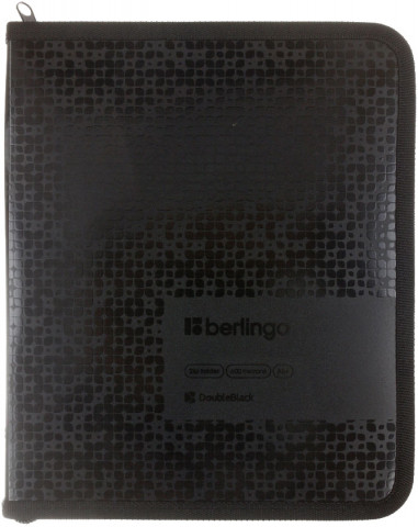 Папка пластиковая на молнии Berlingo DoubeBlack А5+ толщина пластика 0,6 мм, черная - фото 3 - id-p224374961
