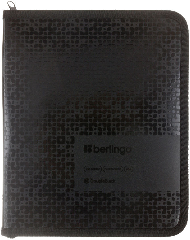 Папка пластиковая на молнии Berlingo DoubeBlack А5+ толщина пластика 0,6 мм, черная - фото 4 - id-p224374961