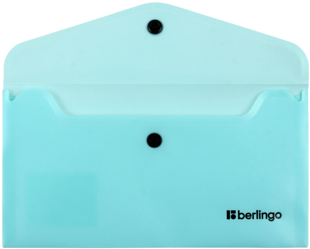 Папка-конверт пластиковая на кнопке Berlingo Instinct С6 (А6) толщина пластика 0,20 мм, аквамарин - фото 1 - id-p224374982