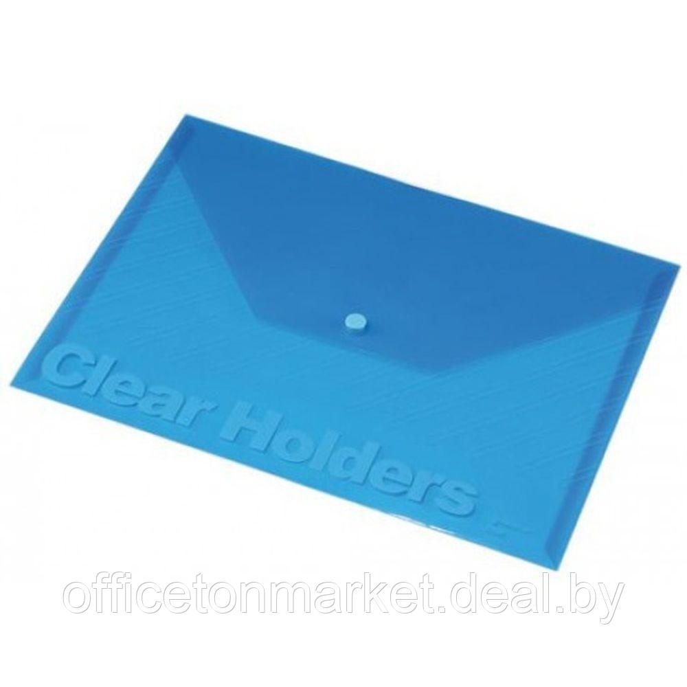 Папка-конверт на кнопке "Panta Plast", А4, голубой