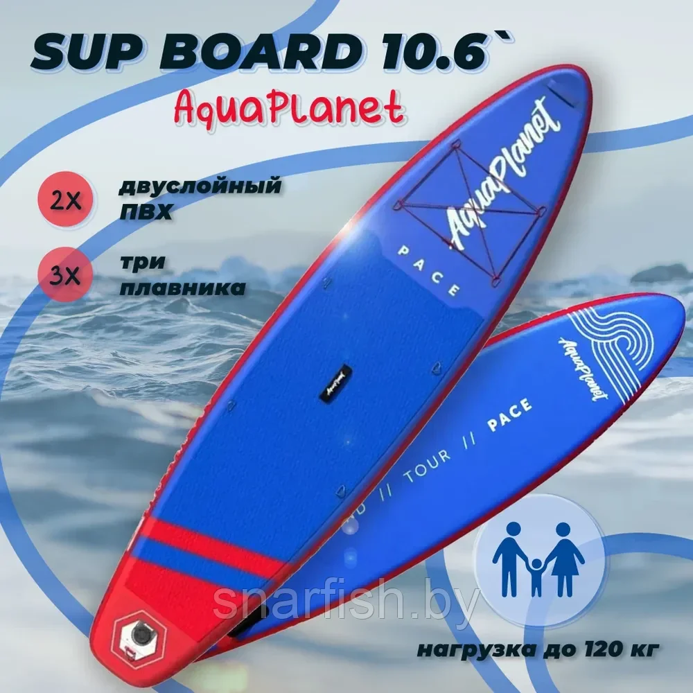 Сапборд SUP Aquaplanet Pace 10.6, двухслойный, полный комплект - фото 3 - id-p224377162