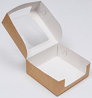 Коробка картонная кондитерская складная с окном 18*18*7 см