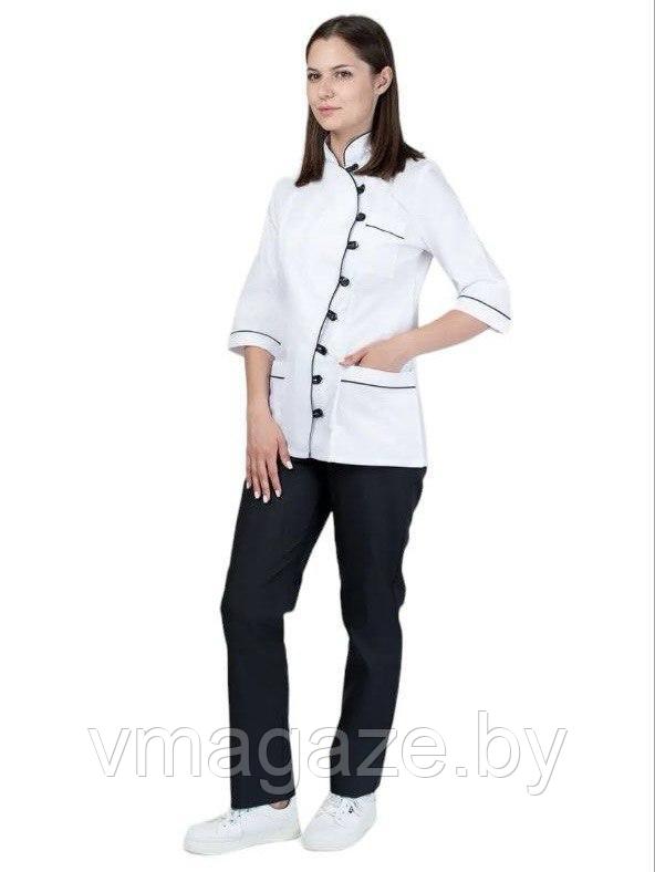 Костюм поварской, шеф-повара,женский (цвет-бело-черный) - фото 1 - id-p224377340