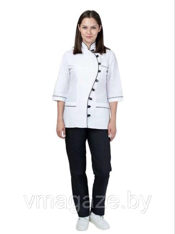 Костюм поварской, шеф-повара,женский (цвет-бело-черный) - фото 3 - id-p224377340