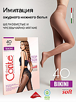 Колготки женские с имитацией ажурных трусиков BIKINI 40 Lycra® цвета bronz