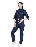 Костюм поварской, шеф-повара,женский (цвет-сине-белый)