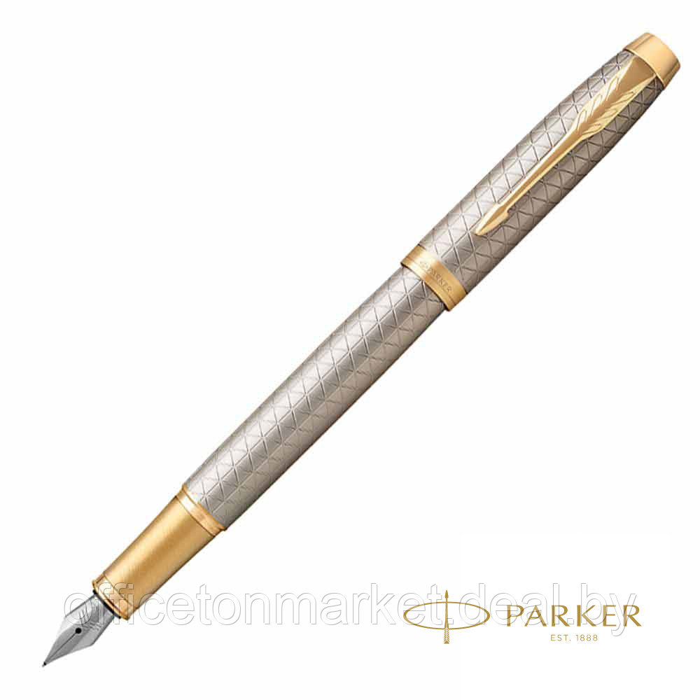 Ручка перьевая "Parker IM Warm Silver GT", F, серебристый, золотистый, патрон синий