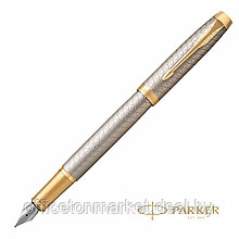 Ручка перьевая "Parker IM Warm Silver GT", F, серебристый, золотистый, патрон синий