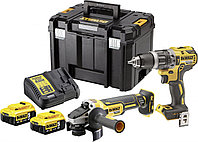 Набор аккумуляторных инструментов DeWalt DCK2020P2T (болгарка DCG405, шуруповерт DCD791, 2 АКБ 5 А/ч, кейс)