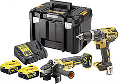 Набор аккумуляторных инструментов DeWalt DCK2020P2T (болгарка DCG405, шуруповерт DCD791, 2 АКБ 5 А/ч, кейс)