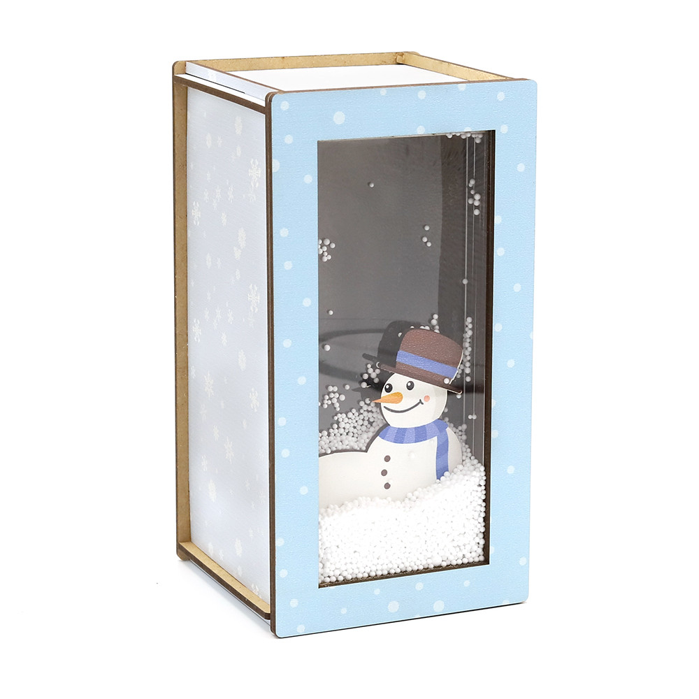 Снеговик в снегу_2 - упаковка новогодняя из дерева - фото 1 - id-p224379306