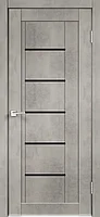 Дверное полотно Экошпон NEXT 3 800х2000 цвет Муар светло-серый стекло Лакобель черное