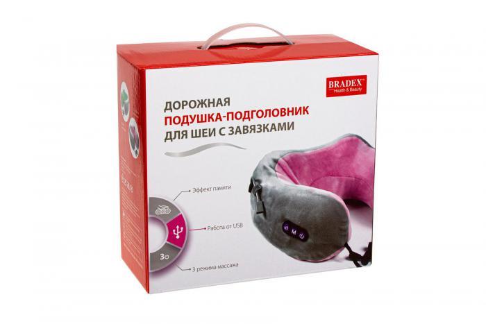 Дорожная подушка-подголовник для шеи с завязками, серо-зелёная (Massage pillow (shiatsu + vibration), green - фото 3 - id-p224272039