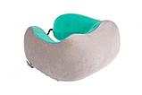 Дорожная подушка-подголовник для шеи с завязками, серо-зелёная (Massage pillow (shiatsu + vibration), green, фото 5