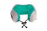 Дорожная подушка-подголовник для шеи с завязками, серо-зелёная (Massage pillow (shiatsu + vibration), green, фото 6