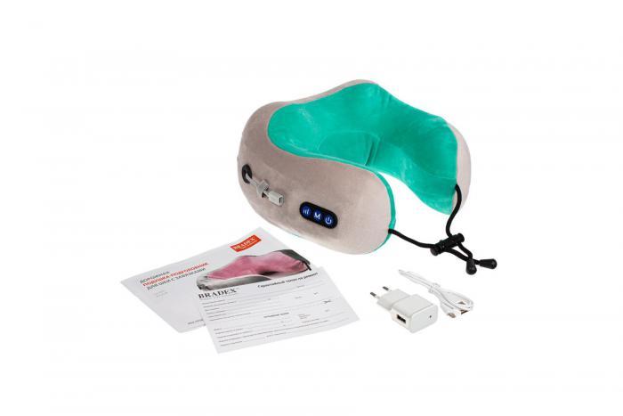 Дорожная подушка-подголовник для шеи с завязками, серо-зелёная (Massage pillow (shiatsu + vibration), green - фото 9 - id-p224272039