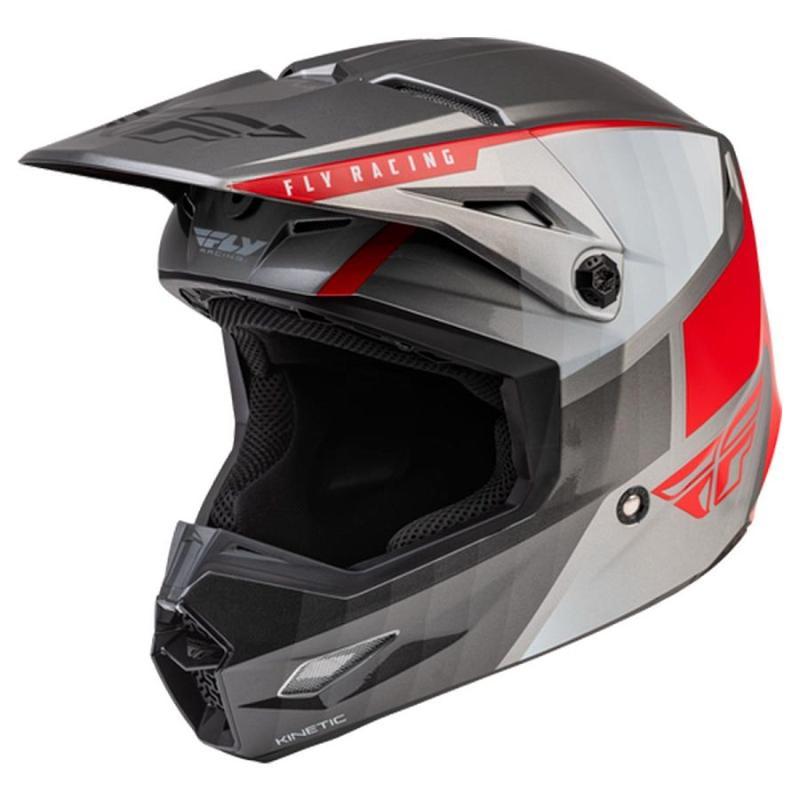 Шлем кроссовый FLY RACING KINETIC Drift серый/красный M - фото 1 - id-p224388534