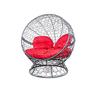 Кресло садовое M-Group Апельсин 11520306 серый ротанг красная подушка
