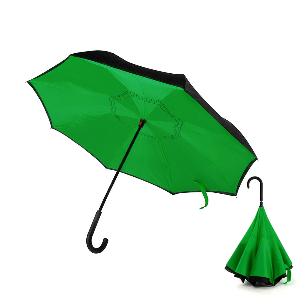 Зонт-трость механический Chaplin, черно-зеленый-S - фото 1 - id-p224385497