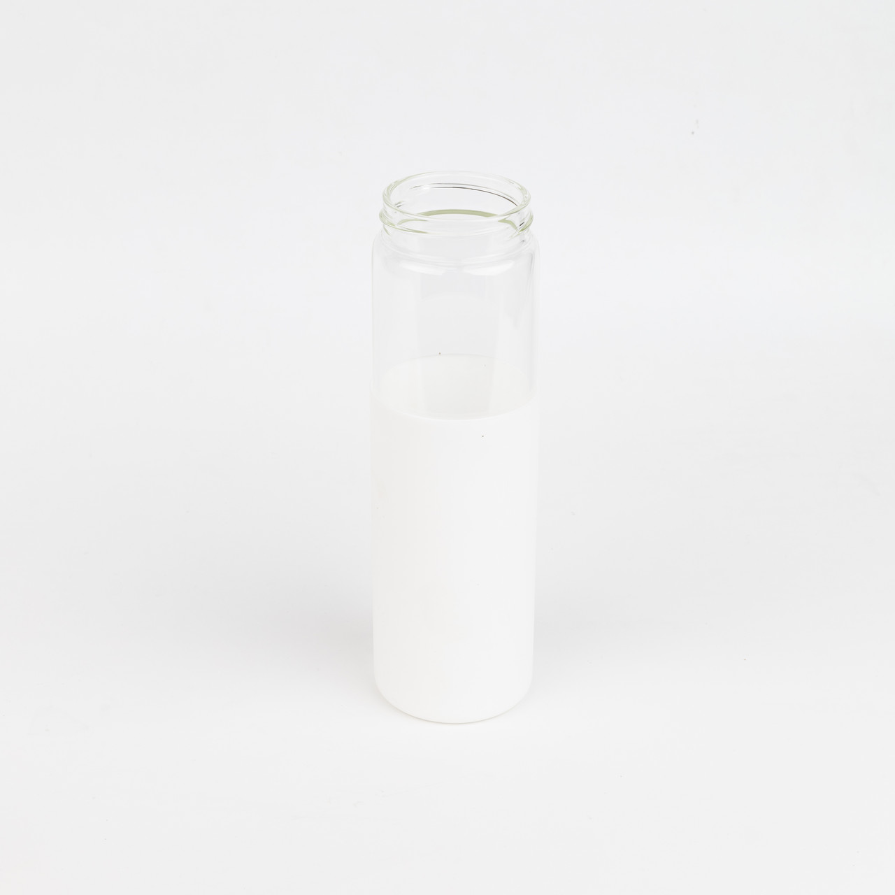 Бутылка стеклянная с силиконовой манжетой и бамбуковой крышкой Glass, белая - фото 3 - id-p224385559