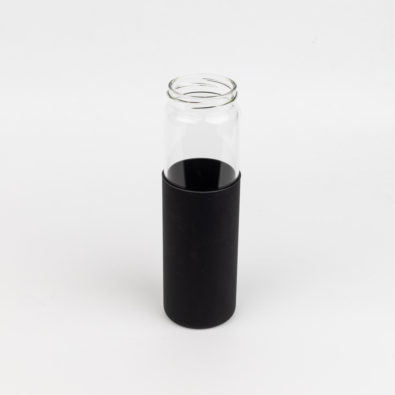 Бутылка стеклянная с силиконовой манжетой и бамбуковой крышкой Glass, черная - фото 4 - id-p224385560
