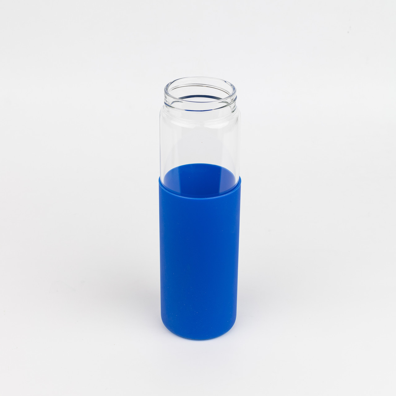 Бутылка стеклянная с силиконовой манжетой и бамбуковой крышкой Glass, синяя - фото 3 - id-p224385562
