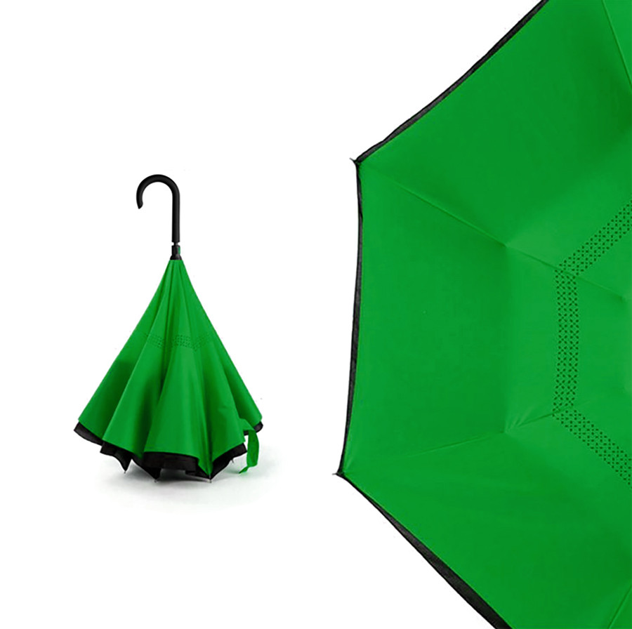 Зонт-трость механический Chaplin, черно-зеленый - фото 2 - id-p224385617
