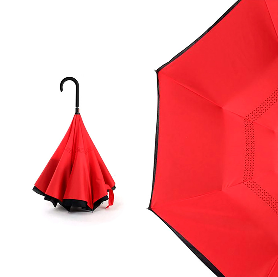 Зонт-трость механический Chaplin, черно-красный - фото 2 - id-p224385619