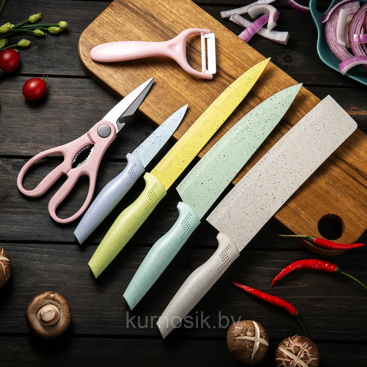 Набор кухонных ножей VOSAREA из нержавеющей стали, 6 шт - фото 2 - id-p224393436
