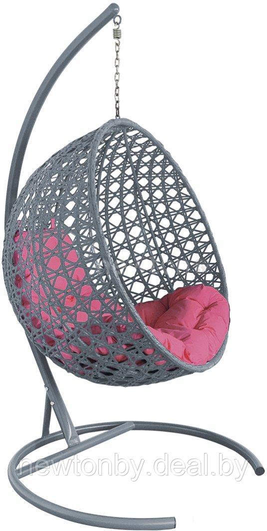 Подвесное кресло M-Group Круг Люкс 11060308 (серый ротанг/розовая подушка)